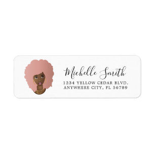 Black Woman, Pink Natural Hair Afro