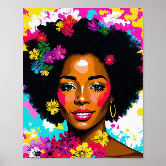 Black Woman Pop Art Multicolor Poster (Front)