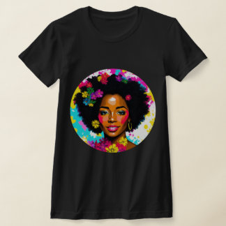 Black Woman Pop Art Multicolor T-Shirt