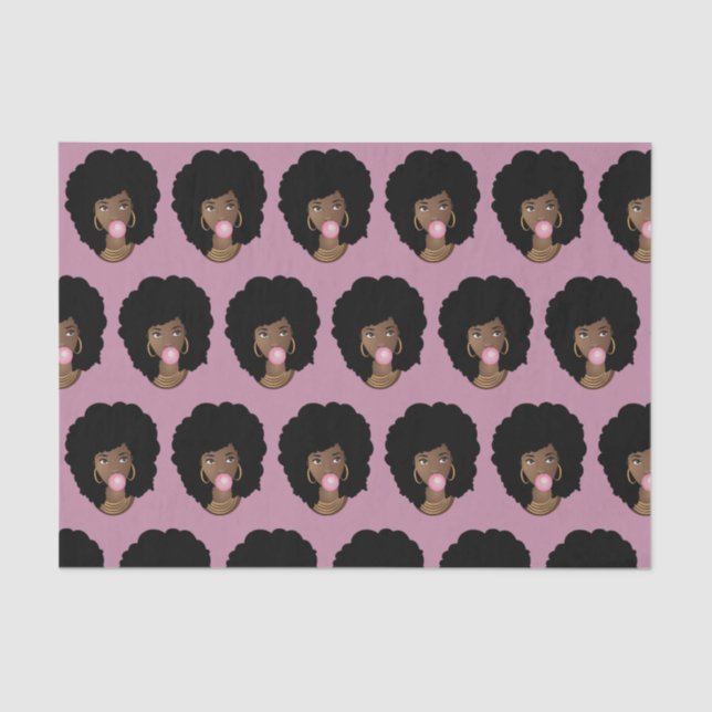 Black Woman, Popping Pink Bubble Gum, Light Purple Tissue Paper (Front)