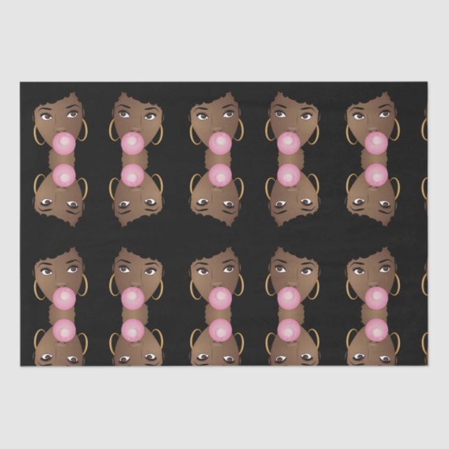 Black Woman, Popping Pink Bubblegum Tissue Paper (Front)