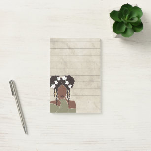 Black Woman Portrait Lined Sticky Post-it Notes