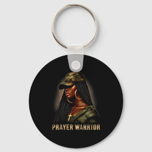 Black Woman Prayer Warrior Camo Christian Faith Em Key Ring