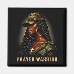 Black Woman Prayer Warrior Camo Christian Faith Em Magnet