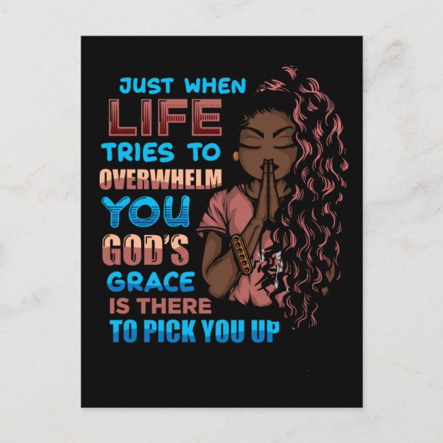 Black woman prayer warrior praying to God Holiday Postcard (Front)