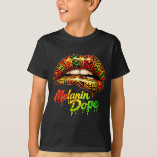 Black woman pride strong tribal lips melanin queen T-Shirt