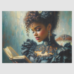 Black Woman Reading Vintage Painting Tissue Paper