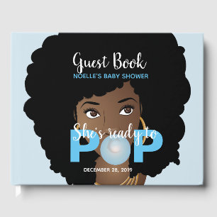 Black Woman, Ready to Pop, Bubblegum, Blue Guest Book
