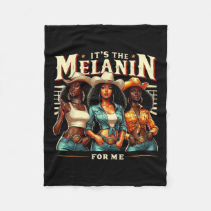 Black Woman Retro It's The Melanin For Me Black Ur Fleece Blanket