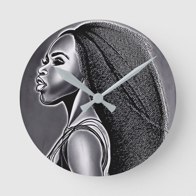 Black woman.               round clock (Front)