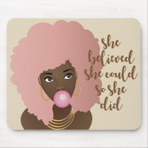 Black Woman, She Believed She Could So She Did Mouse Mat