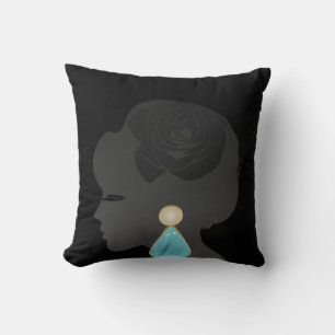 Black Woman Silhouette Dark Glamour Cushion