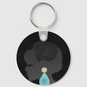 Black Woman Silhouette Dark Glamour Key Ring