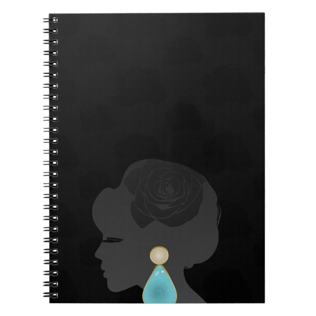 Black Woman Silhouette Dark Glamour Notebook (Front)
