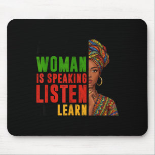 Black Woman Speaking Listen Learn History Men Wome Mouse Mat