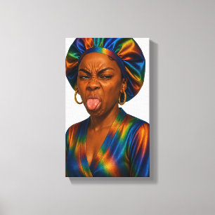 Black Woman Stink Face Toung Out Canvas Print
