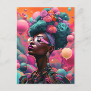 Black Woman Surreal Modern Pop Fantasy Art Postcard