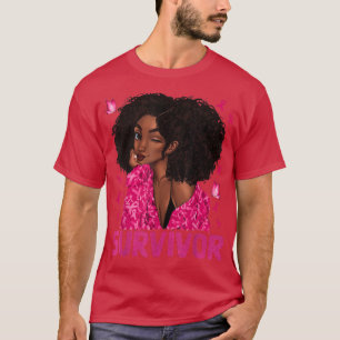 Black Woman Survivor Ribbon Breast Cancer Survivor T-Shirt