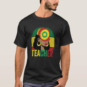 Black Woman Teacher Afro Melanin Vintage Black His T-Shirt