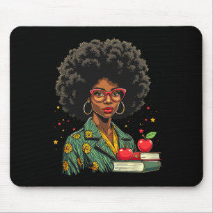 Black Woman Teacher Afro Retro Black History Month Mouse Mat
