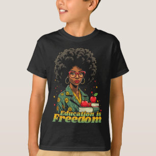 Black Woman Teacher Afro Retro Black History Month T-Shirt