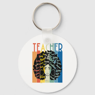 Black Woman Teacher Afro Retro Cool Black History Key Ring