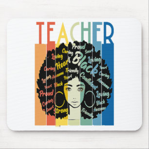 Black Woman Teacher Afro Retro Cool Black History Mouse Mat