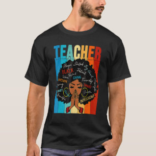 Black Woman Teacher Afro Retro Matching Black Hist T-Shirt