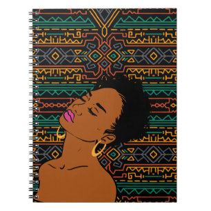 Black Woman Tribal Pattern Notebook