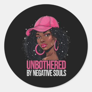 Black Woman Unbothered African American Afro Queen Classic Round Sticker