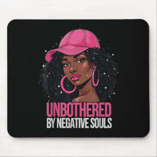 Black Woman Unbothered African American Afro Queen Mouse Mat
