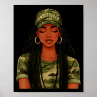 Black Woman Unbothered Locs Camo Girl Women Loc'd