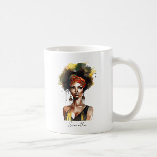 Black Woman Wearing Ethnic Headwrap Coffee Mug