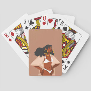 Black Woman, White Bikini, Beach Ready  Playing Cards