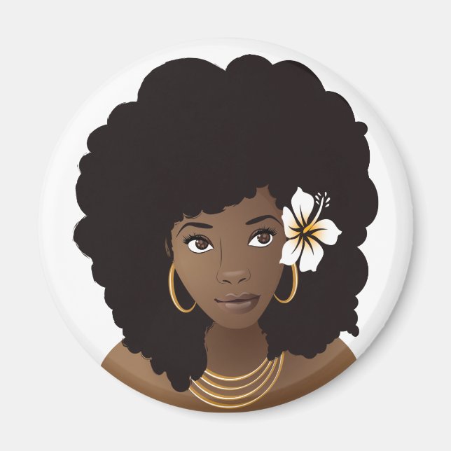 Black Woman With a Flower in Her Natural Hair Magnet (Front)