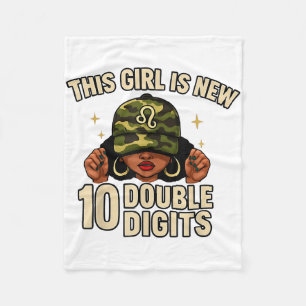 Black Woman With Cap Camo Its My Birthday African Fleece Blanket