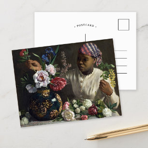 Black Woman with Peonies   Frédéric Bazille Postcard