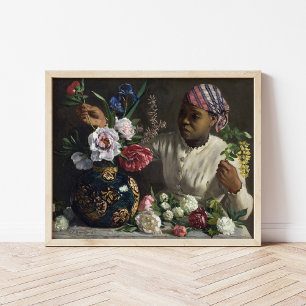 Black Woman with Peonies   Frédéric Bazille Poster