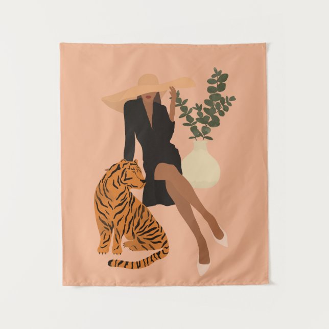 Black woman with tiger tapestry (Front)