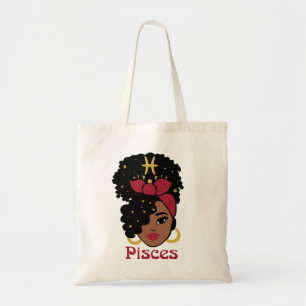 Black Woman Zodiac Pisces Tote Bag