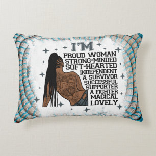 black women affirmations melanin queen sista quote decorative cushion