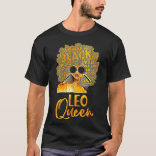 Black Women Afro Hair Art Leo Queen Leo Birthday T-Shirt