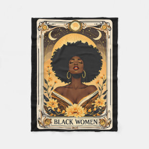Black Women Afro Hair Black History Month Tarot Ca Fleece Blanket