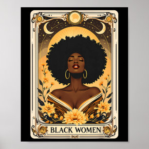 Black Women Afro Hair Black History Month Tarot Ca Poster