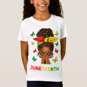 Black Women Afro Messy Bun Celebrate Juneteenth 18 T-Shirt