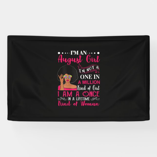 Black Women August Birthday Gifts Im A Leo Queen Banner (Horizontal)