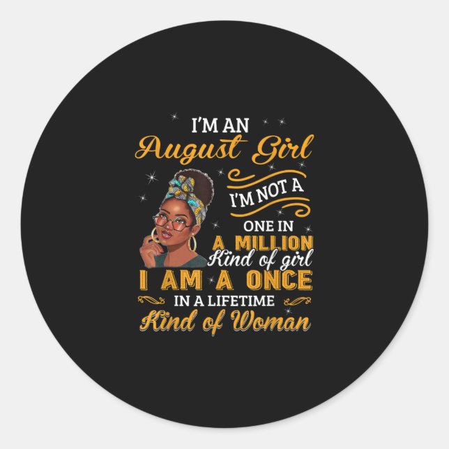 Black Women August Birthday Gifts Im A Leo Queen Classic Round Sticker (Front)