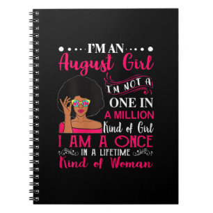Black Women August Birthday Gifts Im A Leo Queen Notebook