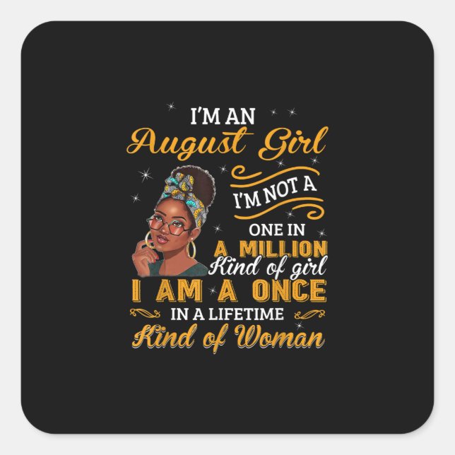 Black Women August Birthday Gifts Im A Leo Queen Square Sticker (Front)