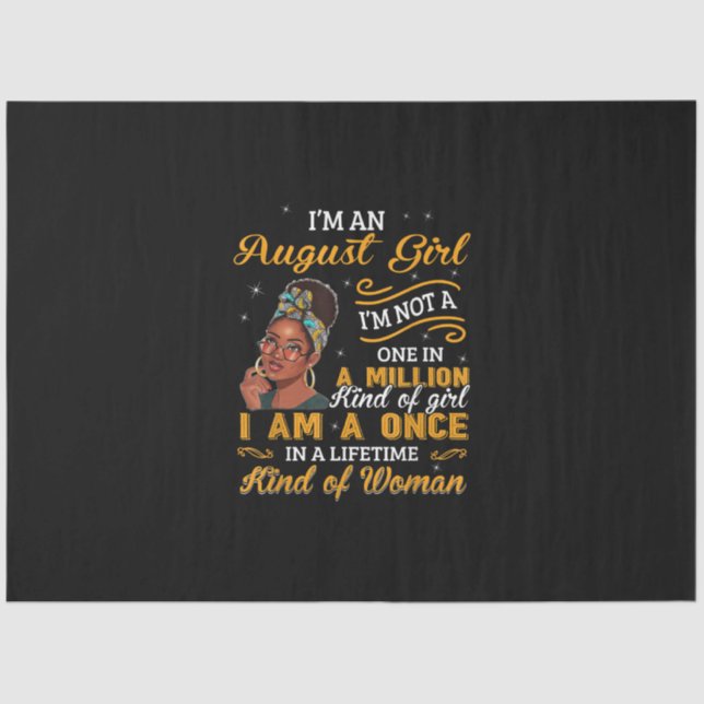 Black Women August Birthday Gifts Im A Leo Queen Tissue Paper (Front)